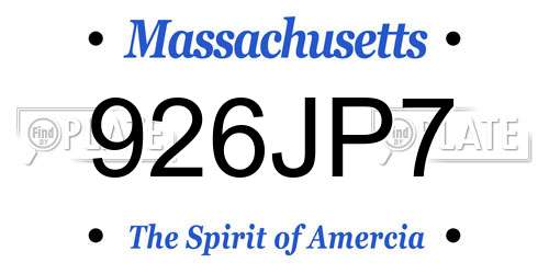 926JP7 Massachusetts License Plate