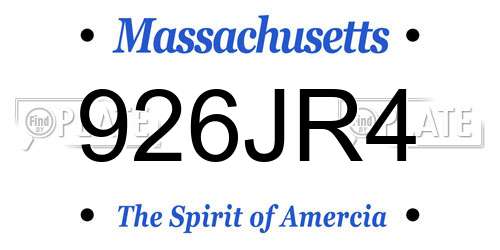 926JR4 Massachusetts License Plate