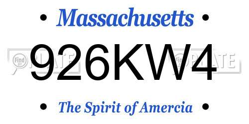 926KW4 Massachusetts License Plate