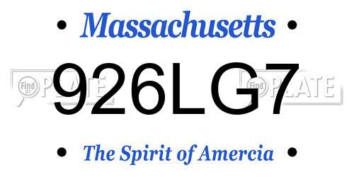 926LG7 Massachusetts License Plate