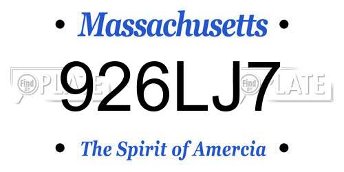 926LJ7 Massachusetts License Plate