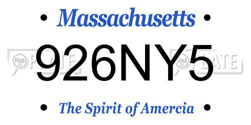 926NY5 Massachusetts License Plate