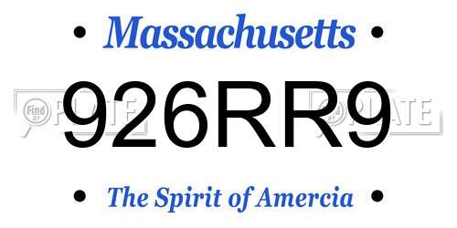 926RR9 Massachusetts License Plate