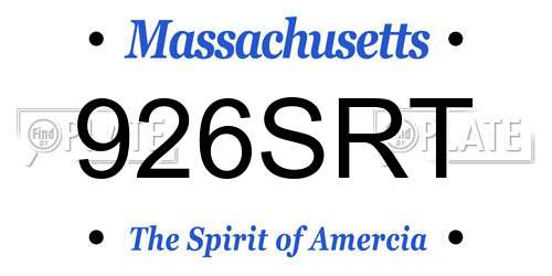 926SRT Massachusetts License Plate