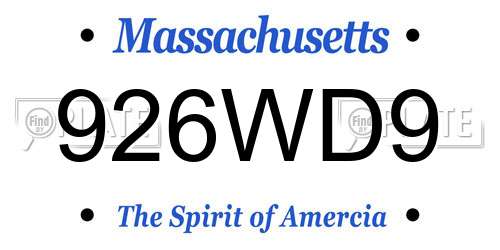 926WD9 Massachusetts License Plate