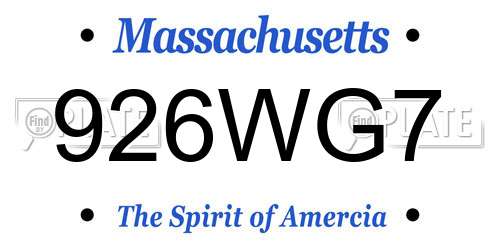 926WG7 Massachusetts License Plate