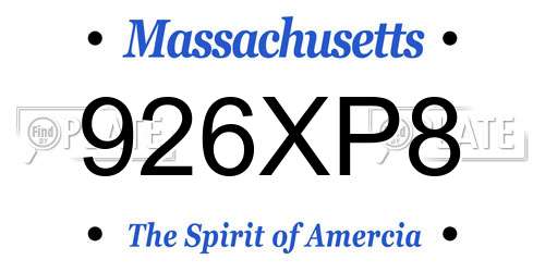 926XP8 Massachusetts License Plate