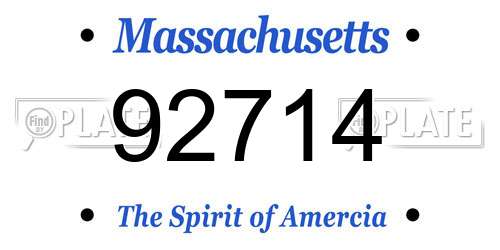 92714 Massachusetts License Plate