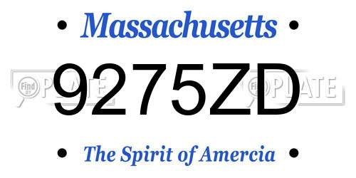 9275ZD Massachusetts License Plate