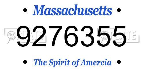 9276355 Massachusetts License Plate