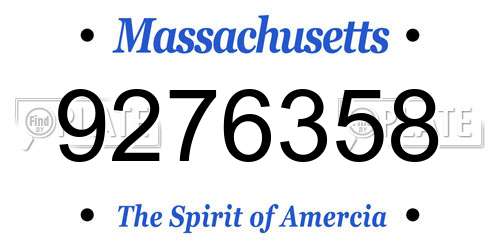 9276358 Massachusetts License Plate