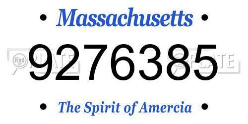 9276385 Massachusetts License Plate