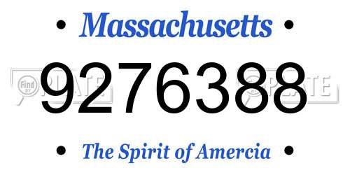 9276388 Massachusetts License Plate