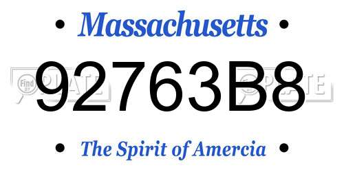 92763B8 Massachusetts License Plate