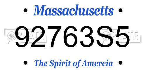 92763S5 Massachusetts License Plate
