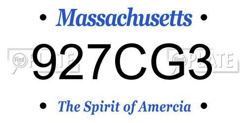 927CG3 Massachusetts License Plate