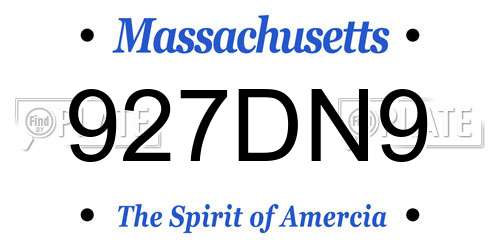 927DN9 Massachusetts License Plate