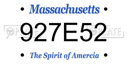 927E52 Massachusetts License Plate