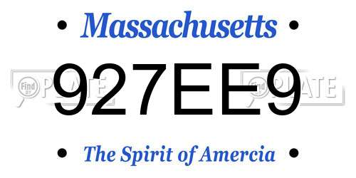 927EE9 Massachusetts License Plate