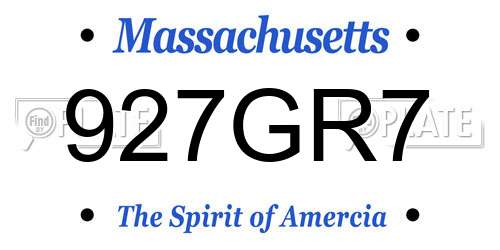 927GR7 Massachusetts License Plate