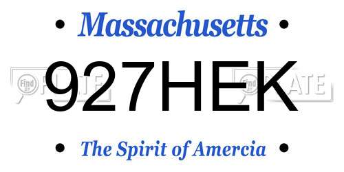 927HEK Massachusetts License Plate