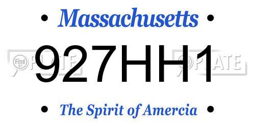 927HH1 Massachusetts License Plate