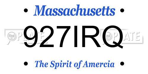 927IRQ Massachusetts License Plate