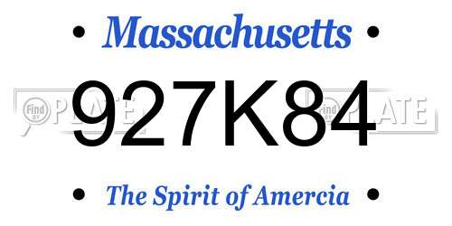 927K84 Massachusetts License Plate
