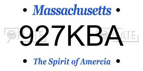 927KBA Massachusetts License Plate