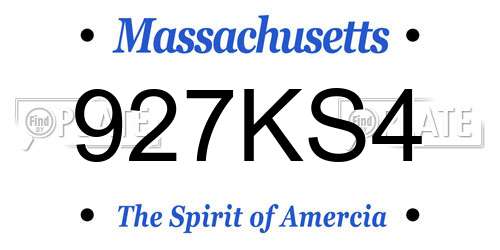 927KS4 Massachusetts License Plate