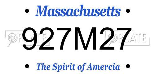 927M27 Massachusetts License Plate