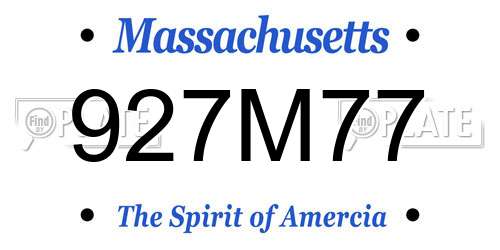 927M77 Massachusetts License Plate