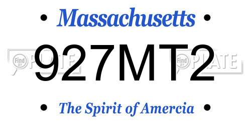 927MT2 Massachusetts License Plate