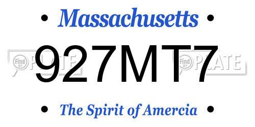 927MT7 Massachusetts License Plate