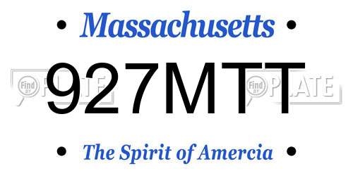 927MTT Massachusetts License Plate