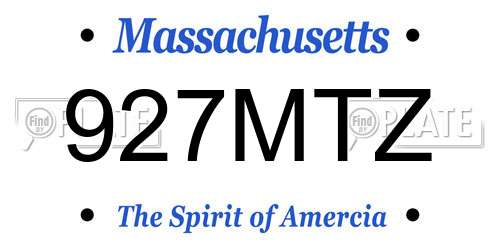 927MTZ Massachusetts License Plate