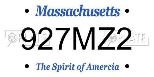 927MZ2 Massachusetts License Plate