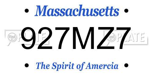 927MZ7 Massachusetts License Plate