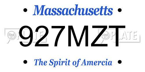 927MZT Massachusetts License Plate