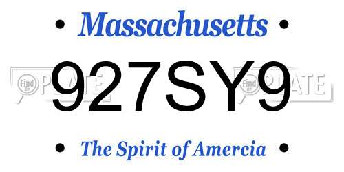 927SY9 Massachusetts License Plate
