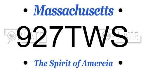 927TWS Massachusetts License Plate