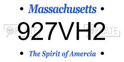 927VH2 Massachusetts License Plate