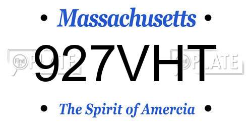 927VHT Massachusetts License Plate