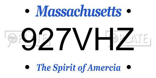 927VHZ Massachusetts License Plate