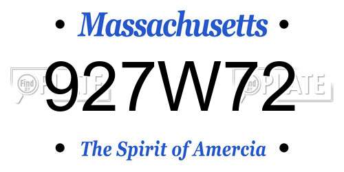 927W72 Massachusetts License Plate