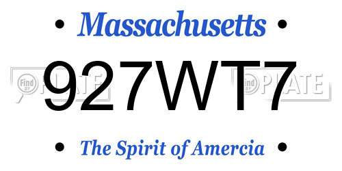 927WT7 Massachusetts License Plate