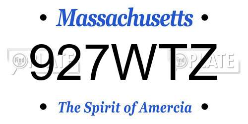 927WTZ Massachusetts License Plate