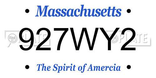 927WY2 Massachusetts License Plate
