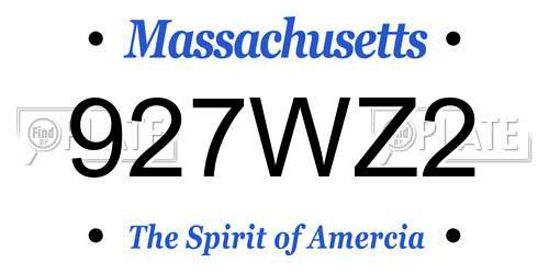 927WZ2 Massachusetts License Plate
