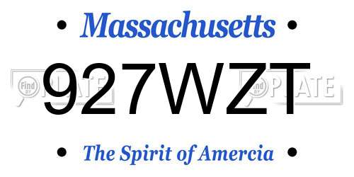 927WZT Massachusetts License Plate